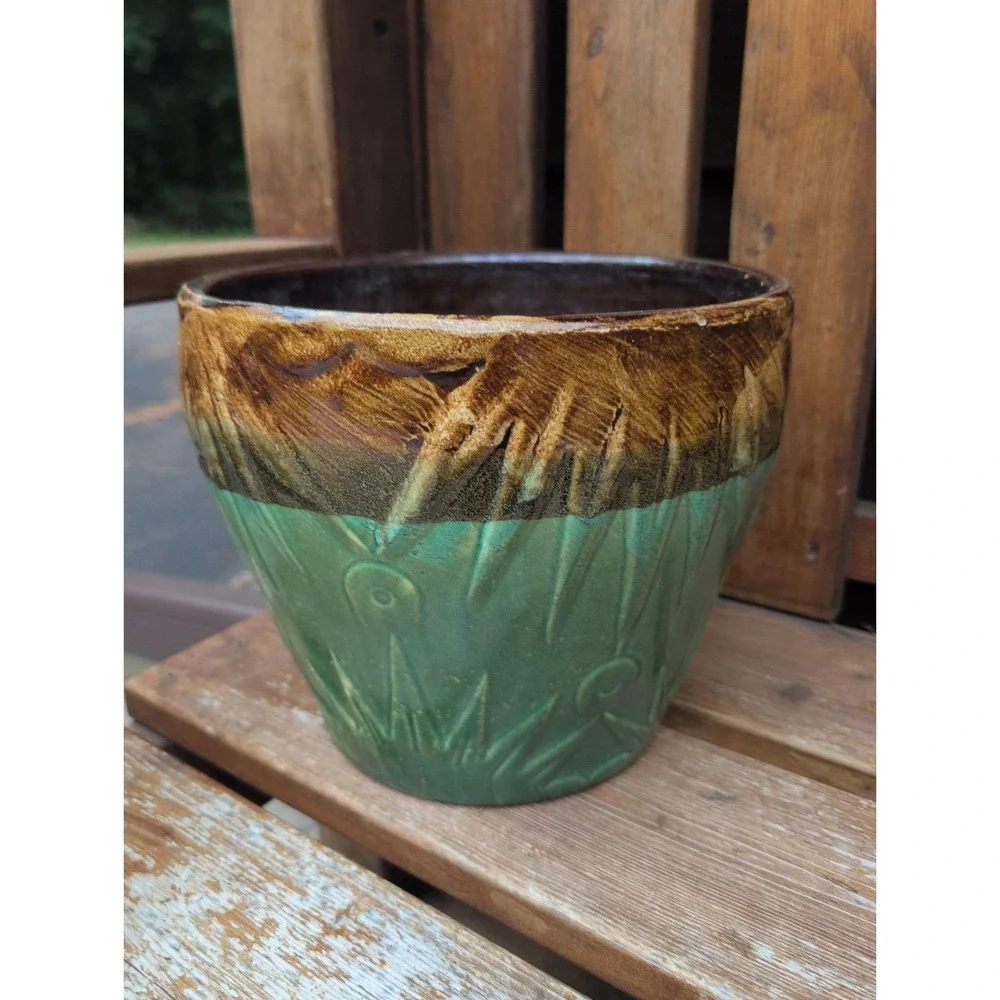 Vintage RRP Roseville Ohio Sunburst Sun & Moon Pottery Jardiniere Planter 10x9